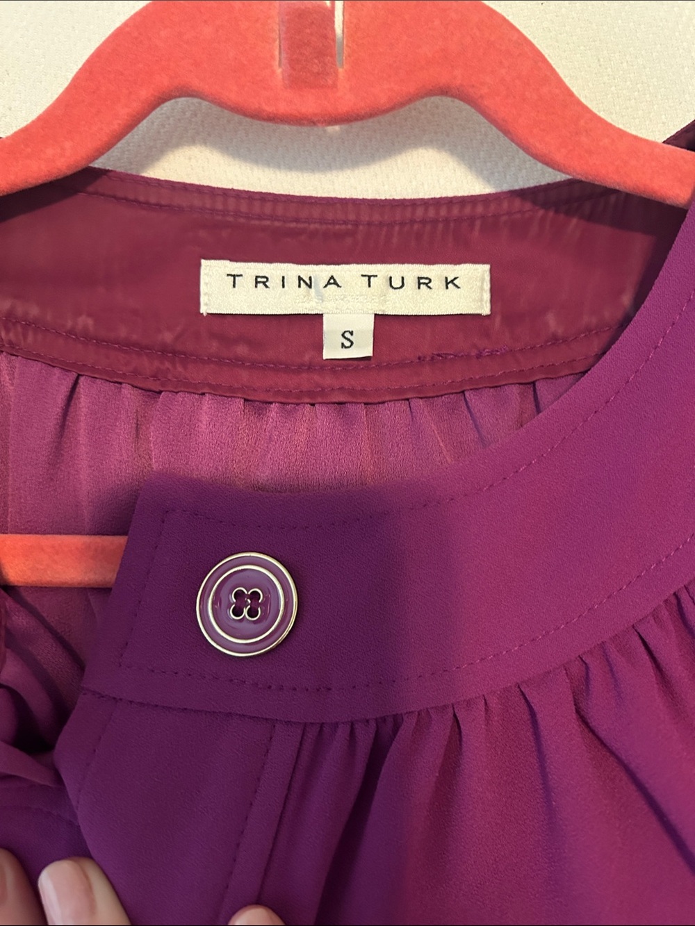 EUC Trina Turk Purple Button-Front Belted Dress - Picture 4 of 5